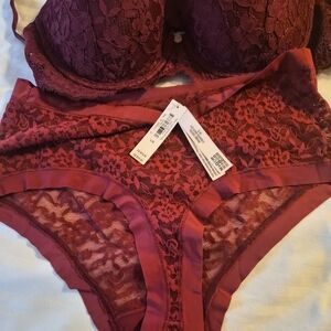 Victoria's Secret Burgundy Lace Bra Set